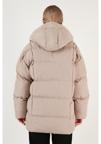 Lela Oversize Fit Kapüşonlu Şişme Bayan Mont 640Y047 Taş