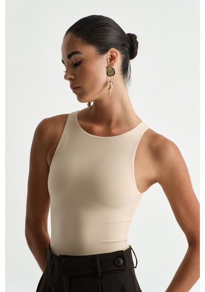 Açelyaokcu Premium Darcy Halter Yaka Bodysuit Bej