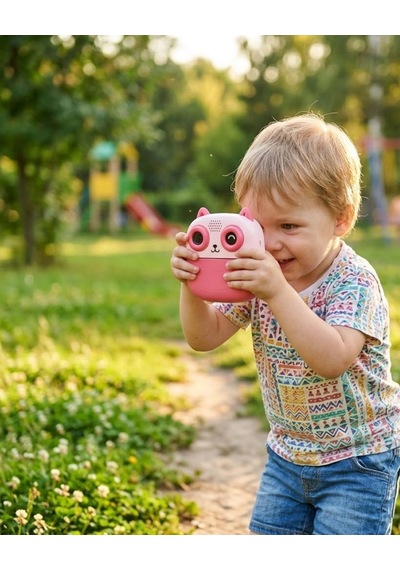 Çocuklar İçin Anında Baskılı Kamera 6 Renk Kalem 5 Rulo Kağıt li Eğitici Eğlenceli Fotoğraf Makinesi
