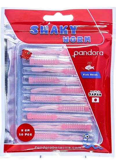 Pandora Shaky Worm 5cm 10 Adet Lrf Silikonu Pink