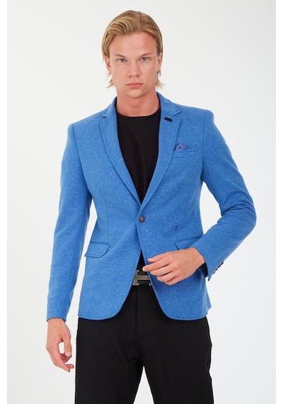 Sposo 5106 Dar Kalıp Yarım Astarlı İndigo Erkek Blazer Ceket Mavi