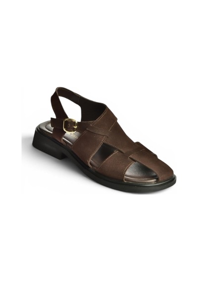 Fox Shoes Y291880002 Kahverengi Hakiki Deri Süet Kadın Sandalet