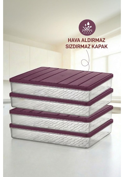 Selka Home 4 Adet 2,25 Lt. Nora Organizer  Buzdolabı Buzluk Düzenleyici Saklama Kabı