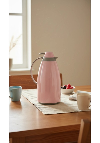 Cam İç Hazneli Vakumlu Termos 1.0 Litre - Sıcak Ve Soğuk Tutucu Pembe Çok Renkli