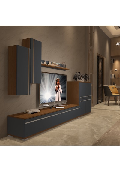 Decoraktiv Eko 6 Mdf Std Tv Ünitesi Tv Sehpası Ceviz - Antrasit