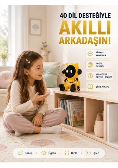 Ers Yapay Zeka Çocuk Robotu Türkçe İngilizce Matematik Fen Ders Desteği Hikaye Ve Şiir Özellikli