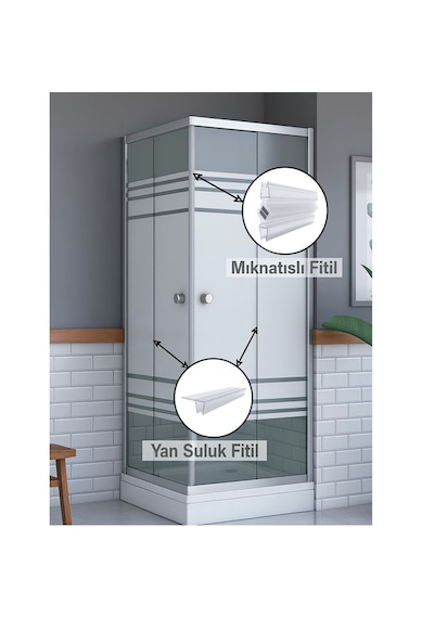 Ayrıntıshop Duşakabin - Cam Kabin Kapı Mıknatıslı Conta Set Takımı 4-6mm Şeffaf