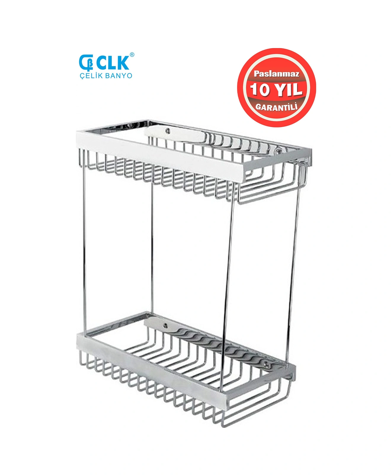Çelik Banyo Paslanmaz Pirinç Kumru 2'li 12x25 Cm Şampuanlık Süngerlik Krom