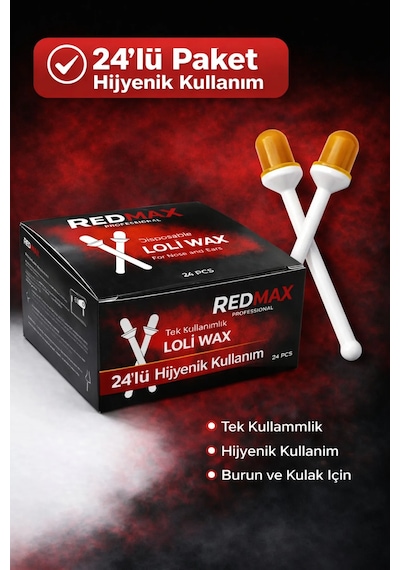 Redmax Professional Loli Wax Burun Ve Kulaklar İçin Tek Kullanımlık Ağda Çubuğu 24'lü Paket