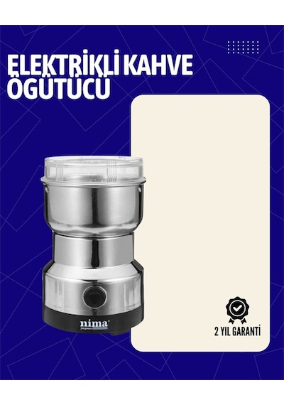 Elektrikli Sessiz Kahve Öğütücü Çok Fonksiyonlu 200w Ab Fişli Kolay Temizlenir Gri