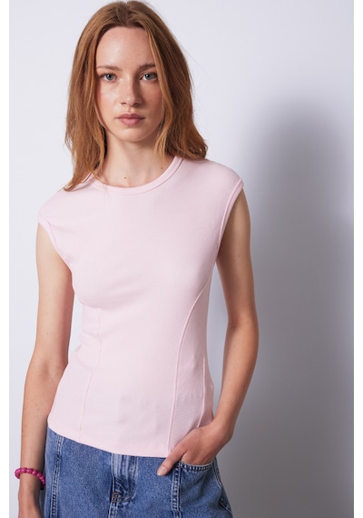 Dikiş Detaylı Pamuklu Top Pembe