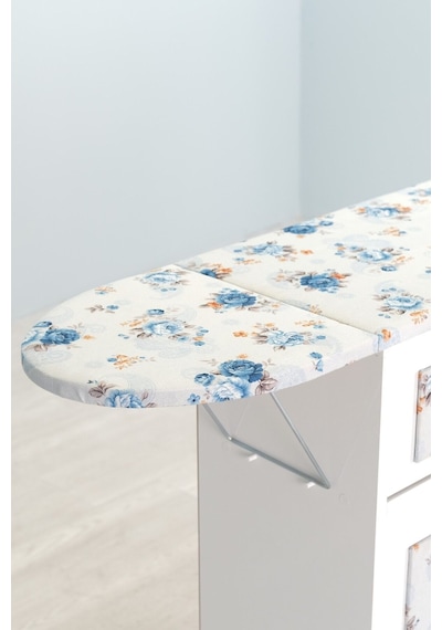 Mistik Home Rose Katlanır Dolaplı Ütü Masası Beyaz Gövde, Mavi Çiçek Desenli Beyaz/mavi