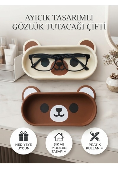 Sevimli Ayıcıklar Tasarımlı Gözlük Tutucu Ve Çok Amaçlı Organizer