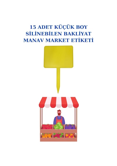 Yaz Sil Küçük Boy Sapla Bakliyat Etiketliği 15 Adet Manav Pazarcı Etiketi 001 Beyaz