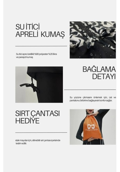 Mayovera Dinamik Pembe Paraşüt Kumaş Tasarım Tesettür Mayo Antrasit