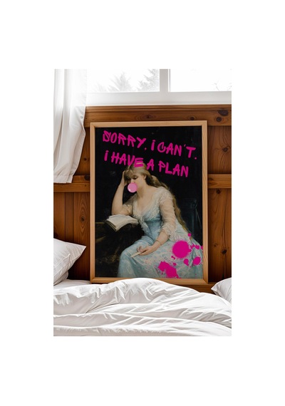 Saturn Sorry I Cant I Have A Plan Reading Çerçeveli Tablo Kitap Sever Arkadaşa Hediye Altered Art
