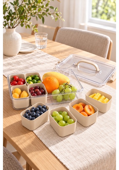 Bölmeli Atıştırma Kabı Kahvaltılık Çok Amaçlı Organizer Bej - 865604196 Bej