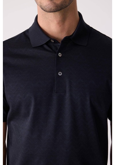 Erkek Füme Regular Fit Merserize Desenli Polo Yaka Tişört