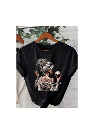 Just Breathe Serisi Baskılı Kompackt T-shirt Siyah
