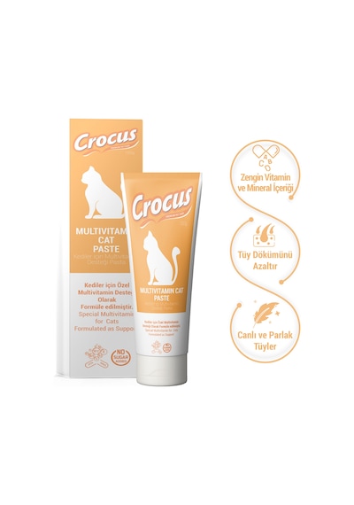 Crocus Kediler İçin Multivitamin ve Mineral Desteği Macun 100 G