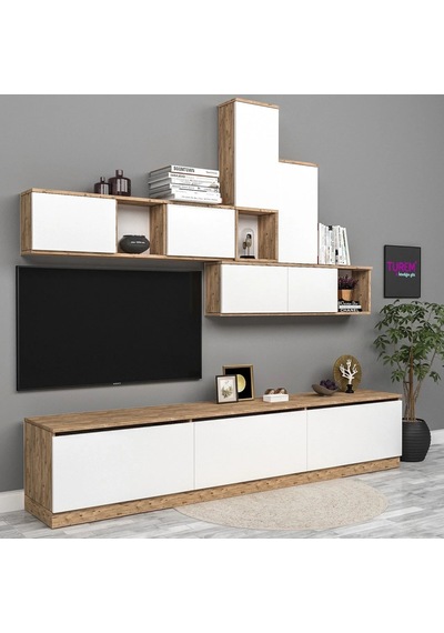 Geometrik Tv Ünitesi Suntalam Beyaz