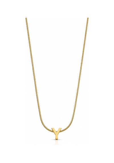 Bilfa Gold Kaplama Y Harfi Yılan Zincir Kadın Kolye - Minimalist Harf Kolye Altın