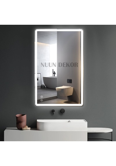 100x80 Cm Buğu Çözücülü Di Kdörtgen Ayna Di Mmer Özelli Kli Beyaz
