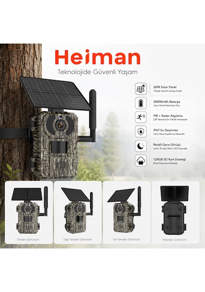 Hm-880 4mp 3.6mm Lens 4g Solar Sd Kart Destekli Fotokapan Kamera