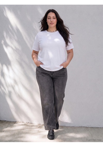 Lcw Curve Gri Beli Lastikli Straight Fit Kadın Jean Pantolon