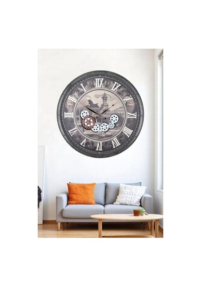 Antik Eskitme Klasik Duvar Saati, 75 Cm, Roma Rakamlı Tasarım 0240-keçe-şekilli-48cm
