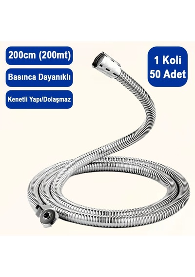 Duş Hortumu 200cm, 2mt, Basınca Dayanıklı, 50 Adet Çok Renkli
