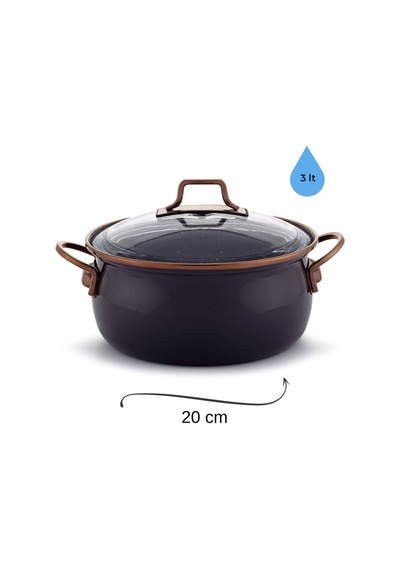 Bonera Emaye Vintage Güveç 6 Parça Tencere Seti 16-20-22 Cm Gri