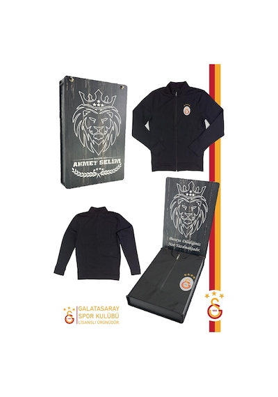 Galatasaray Orijinal Siyah Balıkçı Yaka Sweat Kişiye Özel Kutulu Siyah