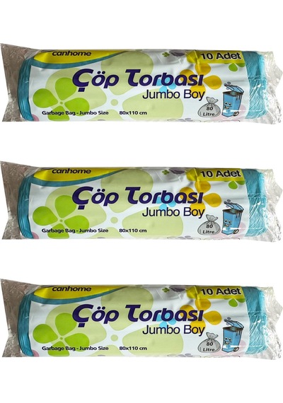 Canhome Jumbo Boy Çöp Torbası Poşeti Mavi 80 L 3 x 10'lu 210 G 80 x 110 CM