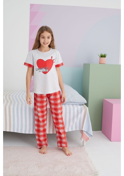 Siyah İnci Pamuklu Örme Pijama Takım 24117039 Çok Renkli