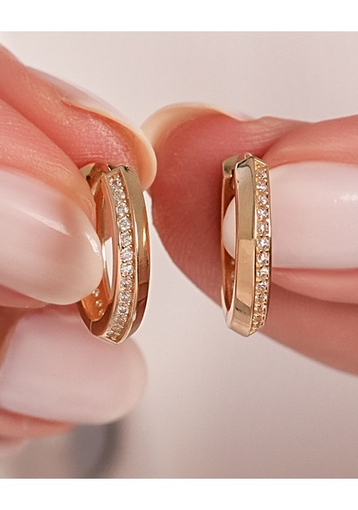 Debora Jewelry 14 Ayar Altın Halka Zirkon Taşlı Küpe 91825004