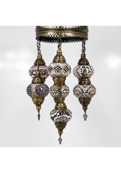 Dekoratif TAVAN LAMBASI 7 Lİ AVİZE OTANTİK SARKIT