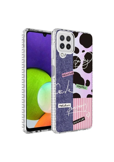 Smcase Samsung Galaxy Uyumlu A22 4G Kılıf Desenli Elegans Serisi Silik