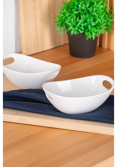 Acar Bianco Perla Oval Kulplu Kase - 16.5 Cm Acar Bianco Perla Oval Kulplu Kase - 16.5 Cm
