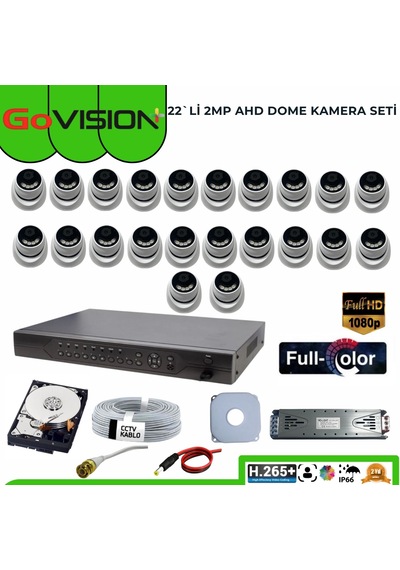 22 Li 2mp Full Color 3.6mm Lens 1080p Fullhd Warmled Ahd 32 Kanal Dome Set
