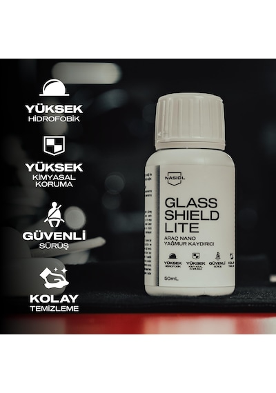Glasshield Lite Araç Nano Yağmur Kaydırıcı Ve Su Itici Sprey-50 Ml-1 Yıl Etkili-cam Koruma