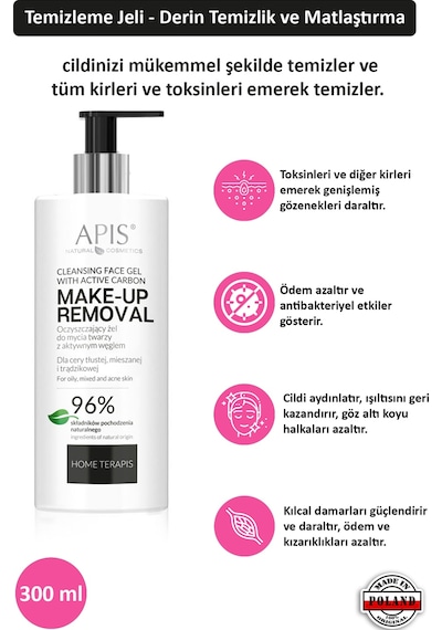 Apis Natural Aktif Karbon İçeren Yüz Temizleme Jeli 300 ML