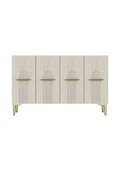 Ka1215btg İda Konsol, Ve Tv Sehpası Beyaz-traverten-gold 120cm