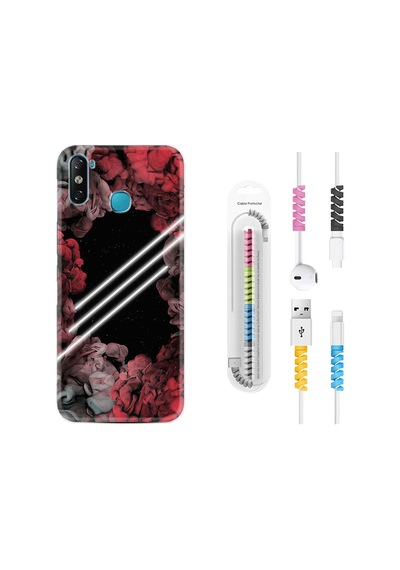 Infinix Smart 4 Kılıf Kablo Koruyuculu Flowers Line 1732