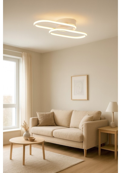Zzez Beyaz Renk Modern Tasarım Beyaz Ledli Cafe - Mutfak - Salon 2 Li Led Avize Beyaz