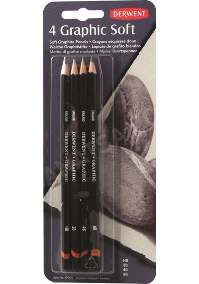 Derwent Graphic Pencils Dereceli Kalem Seti Sketching Soft 4'lü B