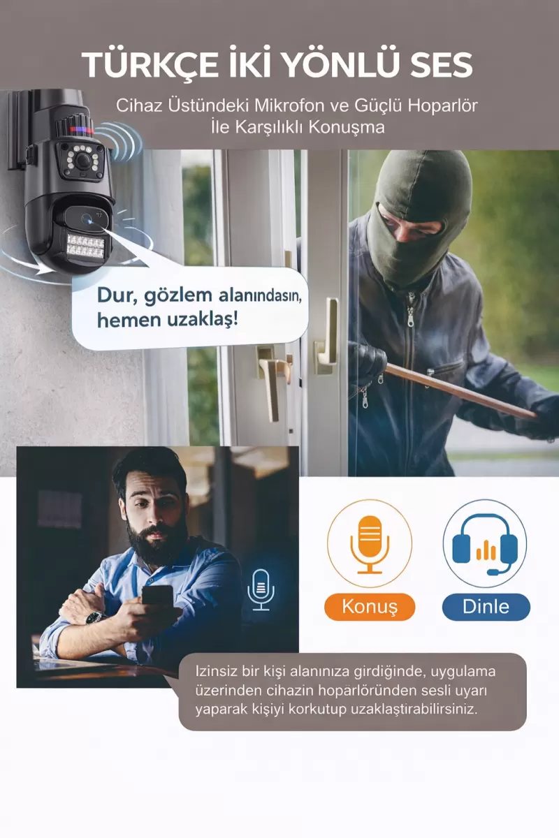 Xpro 1 Kamera 2 Lens Kablosuz Wifi Güvenlik Kamerası Seti Nvr Kayıt Cihazı Gece Görüşlü Ip Kamera Seti 08822067