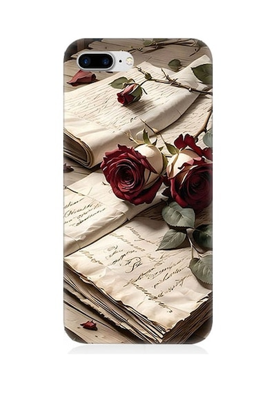 Apple Uyumlu iPhone 8 Plus Mektup Ve Güller Desenli Silikon Kılıf