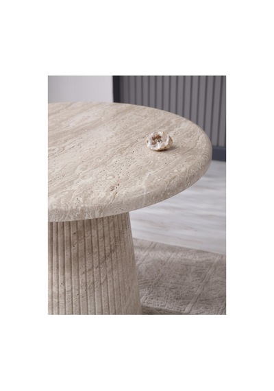 Aura Bohem 90x90 Mebran Mdf Masa / Konik Ayak Traverten Traverten