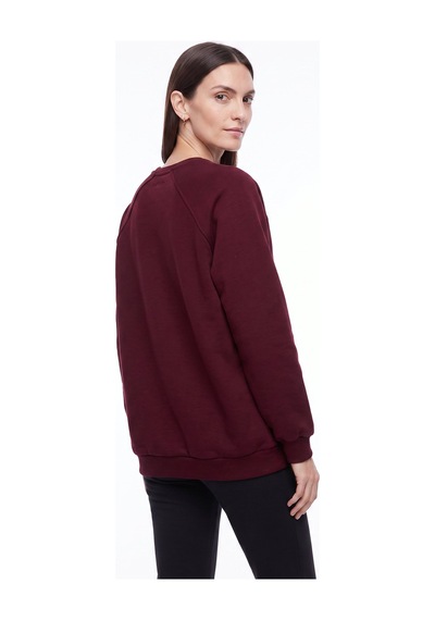 Fabrika Bordo Kadın Bisiklet Yaka Sweatshirt Falu-y
